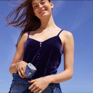 Madewell Button Down Blue Velvet Camisole